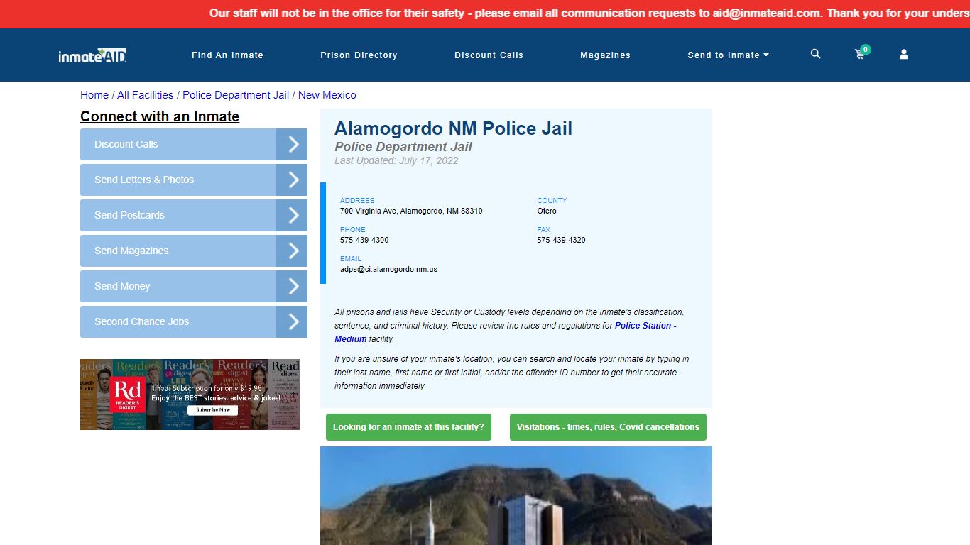 Alamogordo NM Police Jail & Inmate Search - Alamogordo, NM
