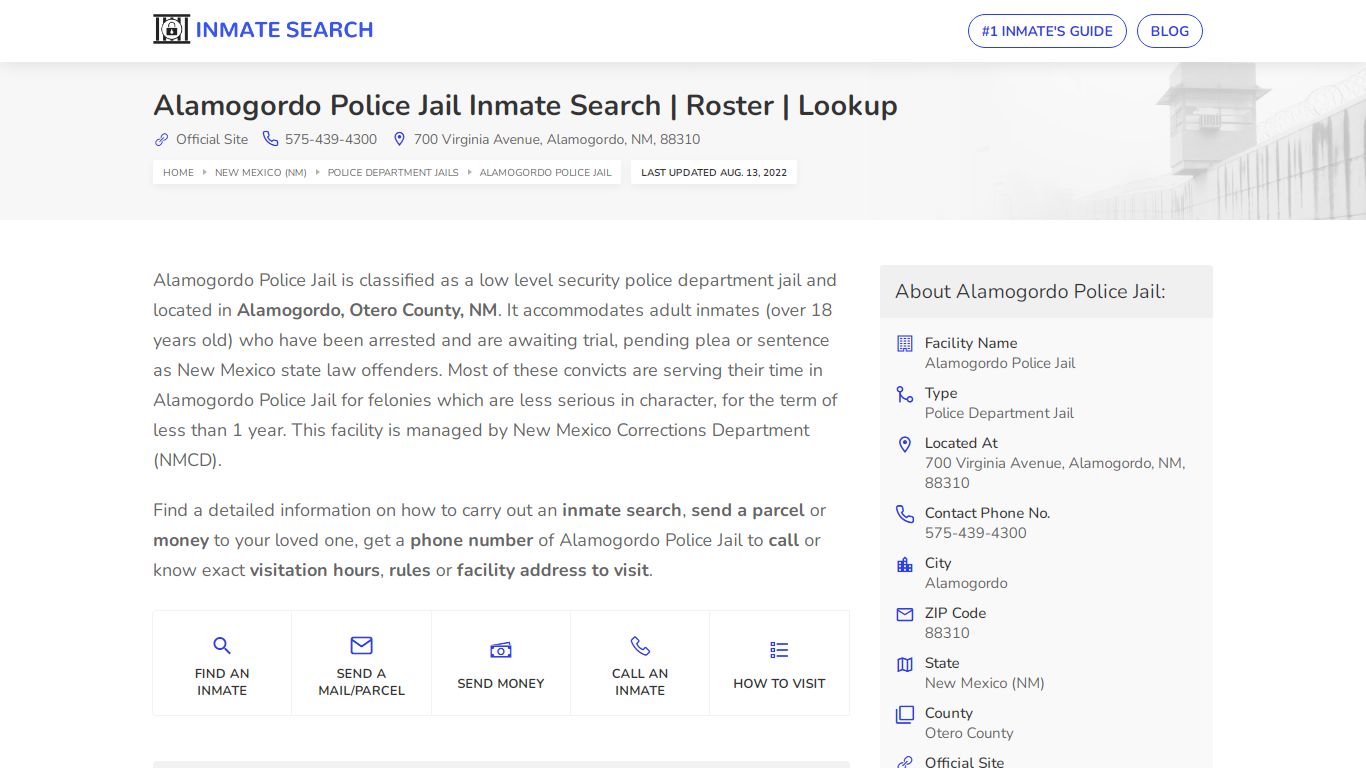 Alamogordo Police Jail Inmate Search | Roster | Lookup