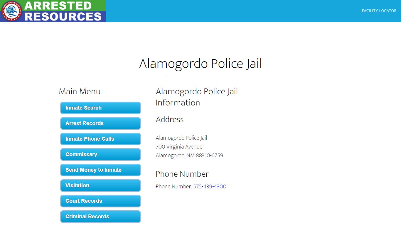 Alamogordo Police Jail - Inmate Search - Alamogordo, NM