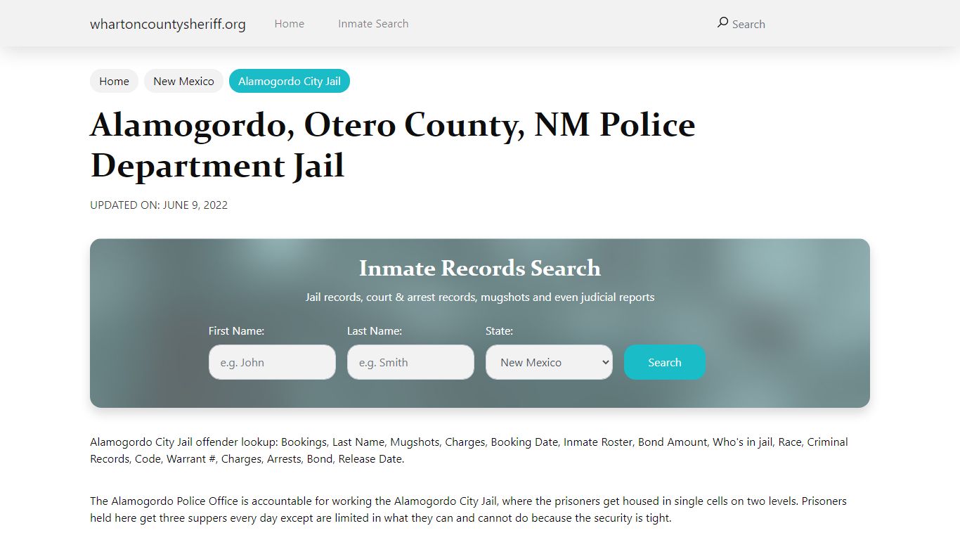 Alamogordo, NM City Jail Inmates, Arrests